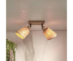 GOOD & MOJO Java ceiling light, bamboo, natural, 2-bulb, 24 cm