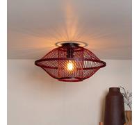 GOOD & MOJO Maui ceiling lamp, red, Ø 50 cm, bamboo, E27