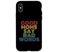 Good Moms Say Bad Words Funny Retro Rainbow Style Case for iPhone X/XS