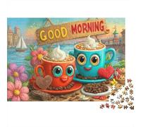 Good Morning Coffee 1000 Pieces Jigsaw Puzzle for Adults Family Game Night Concentration Training Sturdy Paper 70x50cm/1000pcs