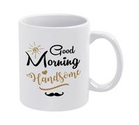 Good Morning Handsome Coffee Mug - White Ceramic Tea Cup for Couples, 11 oz Novelty Drinkware for Valentine's Day & Anniversary, Romantic Morning Gift Idea for Husband or Boyfriend