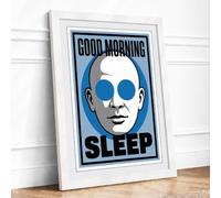 Good Morning Sleep Modern Framed Wall Art Print A3 (42×29.7cm) White, Wall Decor for Living Room, Bedroom, Office & Home, Ready to Hang, Art Gift