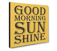 Good Morning Sunshine Modern Typography Quote Canvas Print | Gallery Wrapped 30mm Frame Wall Art | 14x14 inches | Ready to Hang | Modern Typography Picture | Living Room Bedroom Lounge Office