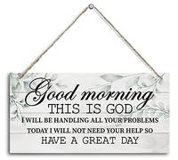 Good Morning This is God Inspirational Quote Wooden Decor Sign, Bible Verses Decor Signs, Hanging Printed Wooden Plaque Decor, Rustic Home Decor Sign, Hanging Christian Gift 12x 6inch