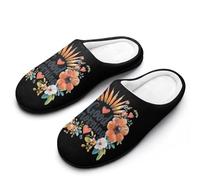 Good Morning Women's Slippers Cotton Warm House Shoes with Rubber Anti-Slip Sole Slip On for Home Outdoor 11-12（42-43）