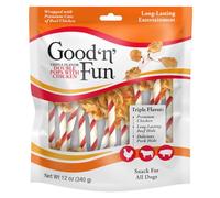 GOOD 'N' FUN Double Pops Long-Lasting Dog Treat with Real Protein, 12 oz | Premium Pork and Beef Hide Chew Wrapped with Real Chicken, Supports Dental Health and Mental Stimulation, For Adult Dogs