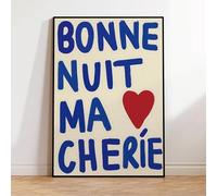 Good Night French Bonne Nuit Ma Cherie Love Couple Quotes Wall Art Prints Canvas Painting Poster Pictures For Living Room 50X70Cm Unframed