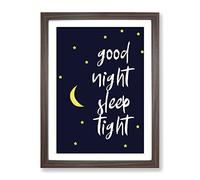 Good Night Sleep Tight Typography Quote Framed Print | A2 Walnut Framed Wall Art | Ready to Hang | Modern Positive Affirmations Picture | Living Room Bedroom Lounge Office