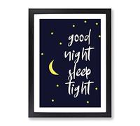 Good Night Sleep Tight Typography Quote Framed Print | A3 Black Framed Wall Art | Ready to Hang | Modern Positive Affirmations Picture | Living Room Bedroom Lounge Office