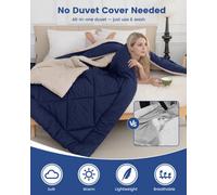 Good Nite 10.5 Tog Coverless All Season Duvet, Oeko Tex Reversible Design, Machine Washable Bedding, 135X200Cm, Blue