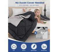 Good Nite 10.5 Tog Coverless All Season Duvet, Oeko Tex Reversible Design, Machine Washable Bedding, 200X200Cm, Grey