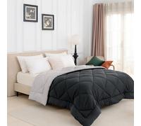 Good Nite 10.5 Tog Double Coverless Duvet 200×200cm, Reversible Colour Block Quilt with Corner Tabs, Machine Washable All Season Bedding, Dark Grey & Light Grey