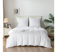 Good Nite 3 Piece Brushed Duvet Cover Set with Pillowcase Ultra Soft 90g (White, 200 x 200 cm + 2 x 80 x 80 cm)