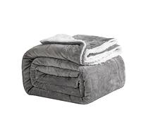 Good Nite Bed Throw Blanket 150x200cm Sherpa Flannel Blankets Fleece Fluffy Throw Lightweight Microfiber Solid for Sofa (Grey, Double)