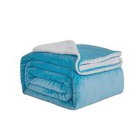 Good Nite Blanket 130x150cm Reversible Sherpa Fleece Blanket Fluffy Polyester Blanket Soft and Warm Bed Blankets for Home life and Travel (Blue,Single)