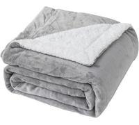 Good Nite Blanket 150x200cm Reversible Sherpa Fleece Fluffy Polyester Throw Blanket Soft and Warm Bed Blankets for Home life and Travel Machine Washable (Grey,Double)