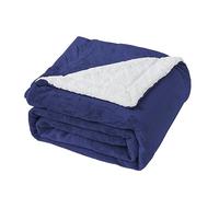 Good Nite Blanket 150x200cm Reversible Sherpa Fleece Blanket Fluffy Polyester Blanket Soft and Warm Bed Blankets for Home life and Travel (Navy,Double)