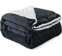 Good Nite Blanket Flannel Sherpa Fleece Blankets Soft Fluffy Sofa Throw Reversible Microfiber Blanket for Bed Couch and Travel 150×200cm (Black, Double)