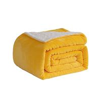 Good Nite Blanket Flannel Sherpa Fleece Blankets Soft Fluffy Sofa Throw Reversible Microfiber Blanket for Bed Couch and Travel 230x270cm (Yellow,Super King)
