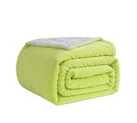 Good Nite Blanket Flannel Sherpa Fleece Blankets Soft Fluffy Sofa Throw Reversible Microfiber Blanket for Bed Couch and Travel 130x150cm (Green,Single)