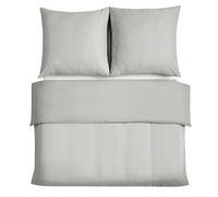 Good Nite Classic Stripe Polyester Duvet Set, Zipper & Corner Ties, 2 Pillowcases Included, 200X200Cm, Light Grey
