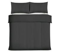 Good Nite Double Duvet Cover Sets Satin Stripe Brushed Microfiber Bedding Set 3 PCS with Pillowcases Ultra Soft with Corner Straps (Black, Double)