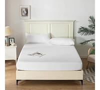 Good Nite Double Fitted Sheet Bed Sheets 25cm Extra Deep Pocket Fitted Bedding Sheets Soft and Breathable (White, Double)