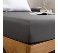 Good Nite Double Fitted Sheet Cotton 100% Egyptian Cotton Bed Sheets 200 Thread Count Bed Fitted Sheets Extra Deep Soft Cosy Machine Washable (Gray, Double)