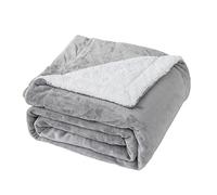 Good Nite Blanket 130x150cm Reversible Sherpa Fleece Blanket Fluffy Polyester Blanket Soft and Warm Bed Blankets for Home life and Travel (Grey,Single)