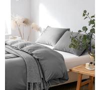 Good Nite Duvet Cover 3 Piece Set, Double Sided Brushed Bedding, 2 Pillowcases Included, 200X200Cm, Dark Grey