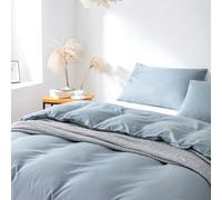 Good Nite Duvet Cover 3 Piece Set, Double Sided Brushed Bedding, 2 Pillowcases Included, 230X220Cm, Blue/grey