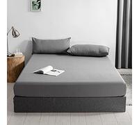 Good Nite Fitted Sheet 140 x 200 cm Grey Polyester Bed Sheet 30 cm Extra Deep Pocket Sheet Fitted Sheet Soft and Breathable Machine Washable
