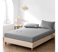 Good Nite Fitted Sheet Bed Sheets Single 25CM Extra Deep Pocket Soft and Breathable Machine Washable Fitted Bedding Sheets (Dark Gray, Single)