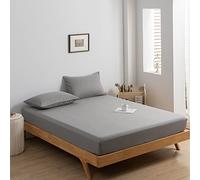 Good Nite Fitted Sheet Bed Sheets Single Double King Size 25CM Extra Deep Pocket Soft and Breathable Machine Washable Fitted Bedding Sheets (Gray, King)