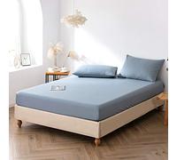 Good Nite Fitted Sheet Bed Sheets Single Double King Size 25CM Extra Deep Pocket Soft and Breathable Machine Washable Fitted Bedding Sheets (Blue Gray, Single)