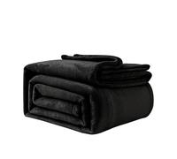 Good Nite Fleece Blanket Fluffy Blankets 230x270cm Throws For Sofas Soft Large Blankets and Throws for Adults Warm Machine Washable (Black, Super King)