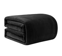Good Nite Fleece Blanket Fluffy Throw Blankets 150x200cm Flannel Warm Soft Throw For Sofa Couch Bedspread (Black, Double)