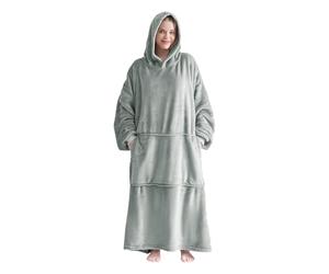 Good Nite Grey Blanket Hoodie for Adults,Oversized Sherpa Fleece Wearable Blanket with Pockets,Ideal for Sofa Reading Bedroom Relaxing Movie Nights & Cold Winter Evenings