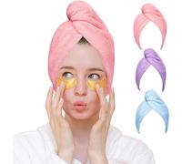 Good Nite Hair Towel Wrap 3 Pack Microfibre for Long Hair Super Absorbent Soft