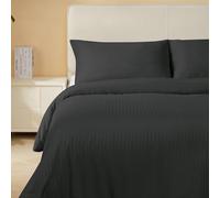 Good Nite King Duvet Cover Polyester Striped Satin Duvet Cover Set Duvet Sets with 2 Pillowcases Skin Friendly and Soft Machine Washable (Black, King 230 * 220cm)