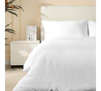 Good Nite King Duvet Cover Polyester Striped Satin Duvet Cover Set Duvet Sets with 2 Pillowcases Skin Friendly and Soft Machine Washable (White, King 230 * 220cm)