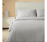 Good Nite King Duvet Cover Polyester Striped Satin Duvet Cover Set Duvet Sets with 2 Pillowcases Skin Friendly and Soft Machine Washable (Light Gray, King 230 * 220cm)