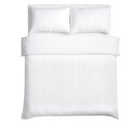 Good Nite King Duvet Cover Sets Satin Stripe Brushed Microfiber Bedding Set 3 PCS with Pillowcases Ultra Soft with Corner Straps (White, King)