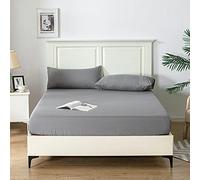 Good Nite King Fitted Sheet Bed Sheets 25CM Extra Deep Pocket Soft and Breathable Fitted Bedding Sheets (Dark Gray, King)