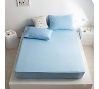 Good Nite King Fitted Sheet Bed Sheets 25CM Extra Deep Pocket Soft and Breathable Fitted Bedding Sheets (Blue, King)