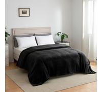 Good Nite Luxury Reversible Flannel Throw Blanket, 300Gsm Soft Warm & Washable, 200X230Cm, Black