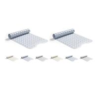 Good Nite Non Slip Bath Mat 101x40cm Bathtub Mat Shower Mat Machine Washable Bath Tub Mat with Suction Cups Drain Holes Rubber Bath Mats Non Slip Anti Mould Extra Long Bath Mat Blue (Pack of 2)