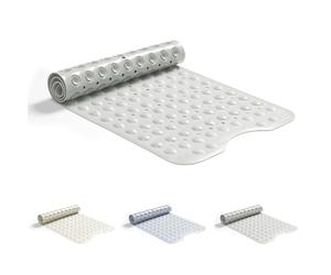 Good Nite Non Slip Bath Mat 101x40cm Bathtub Mat Shower Mat Machine Washable Bath Tub Mat with Suction Cups Drain Holes Rubber Bath Mats Non Slip Anti Mould Extra Long Bath Mat Gray