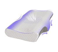 Good Nite Orthopaedic Memory Foam Pillow Contoured Neck & Shoulder Support for Side, Back & Front Sleepers Dual Height Ergonomic Design for Better Sleep Alignment - Breathable Removable Cover (White)