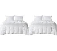 Good Nite Single Duvet Bedding Cover Set Duvet Cover with 2pcs Pillowcases Soft Microfibre Polyester Duvet Cover Sets （White） (Pack of 2)